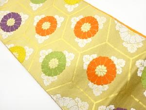 リサイクル　亀甲に菊模様織出し袋帯